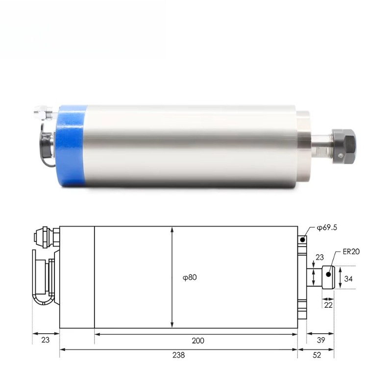 2,2 kW ER20 Su Soğutmalı Mil M - Water Cooled Spindle incelemesi ve fiyatı