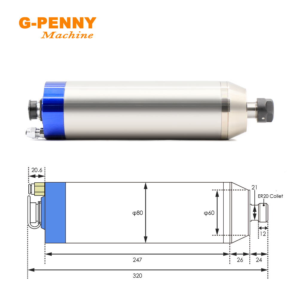 G-PENNY 2.2KW ER20 Metal Su so - Water Cooled Spindle incelemesi ve fiyatı