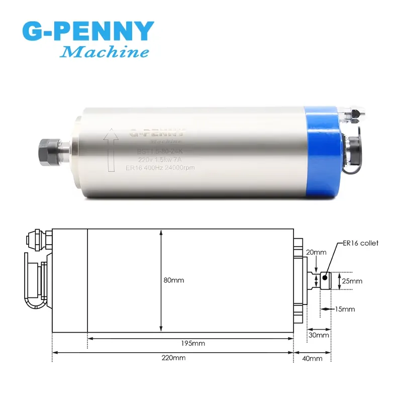 Gpenny 1.5kw ER16 D80mm Su Soğ - Water Cooled Spindle incelemesi ve fiyatı