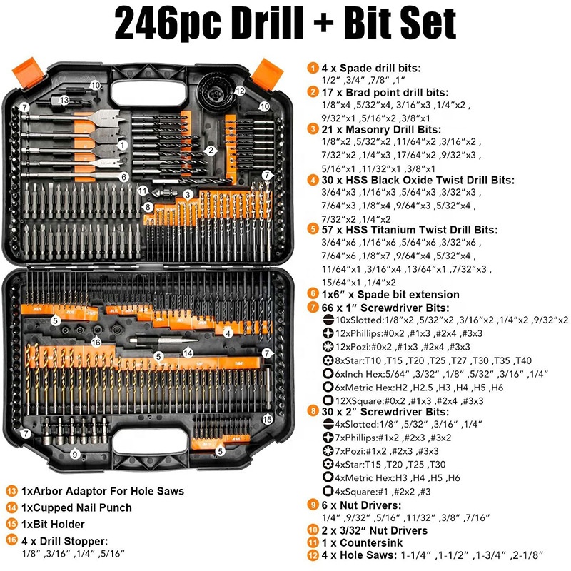 246 Parça Yüksek Verimli ve Gü - Drill Bit Set incelemesi ve fiyatı
